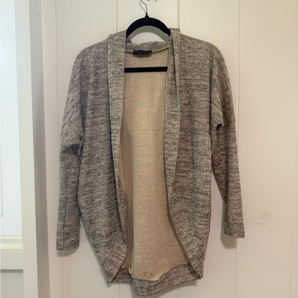 Light Gray Open Front Cardigan